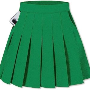SANGTREE Girls Women's Pleated Skirt | Plus Size Elastic Waist Uniform Skirt | Comfortable Fit for Everyday Wear | 2 Yea